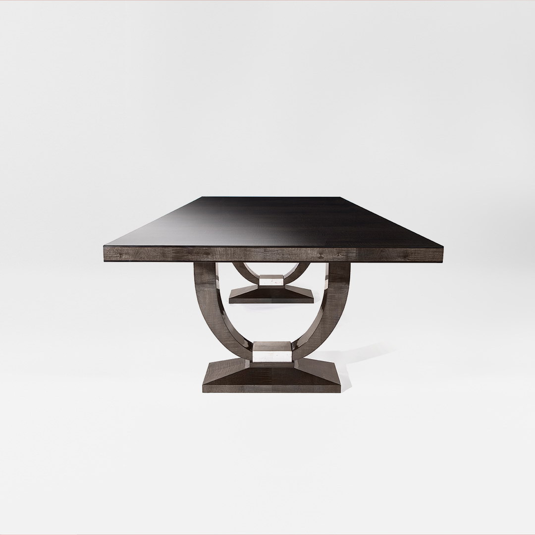 The Grace Dining Table in Sycamore Black and White Gold Leaf
