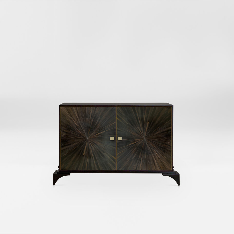The Hudson Sideboard in Sycamore Black and Straw Marquetry Doors