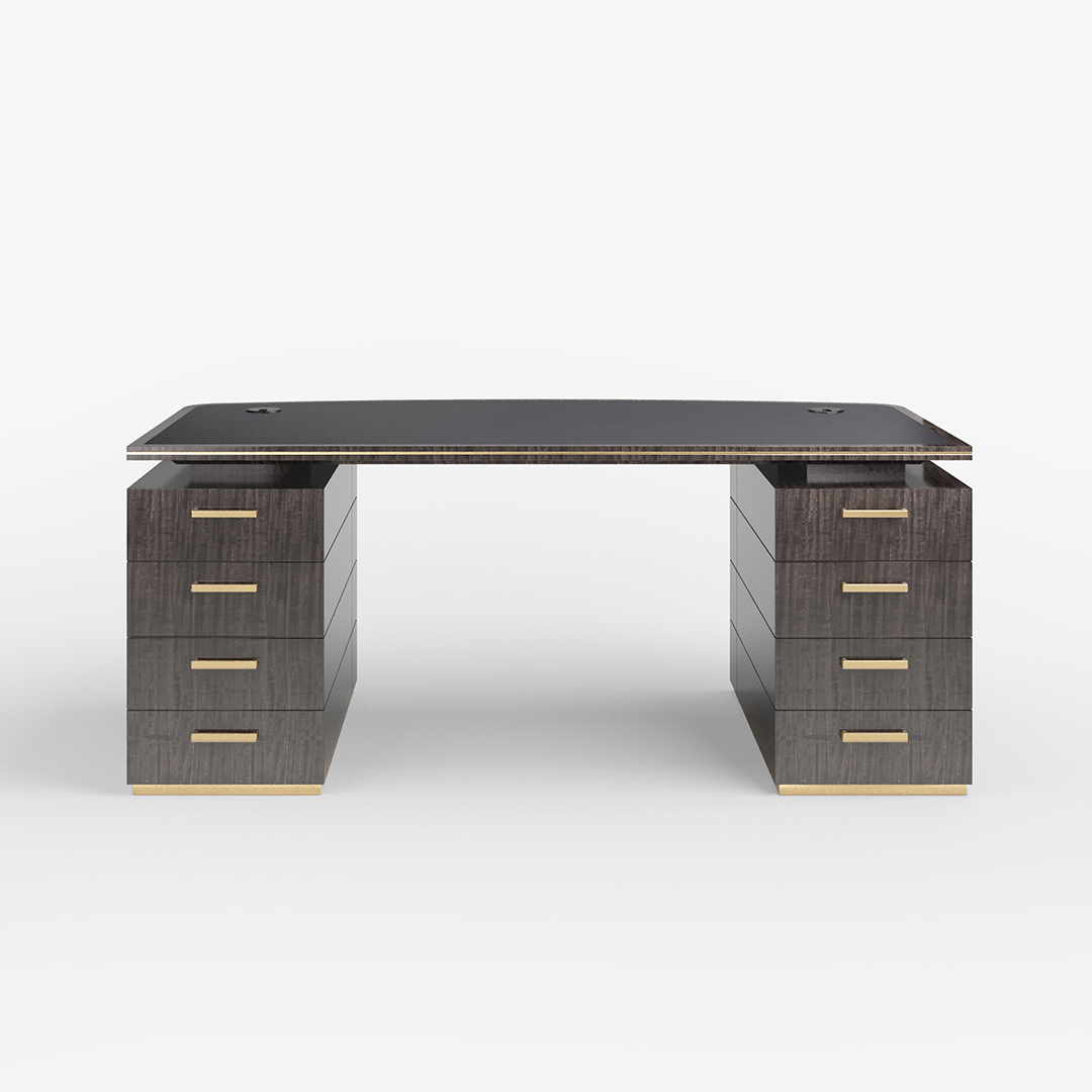 The Eclipse Desk in Pebble Grey Anegre by Davidson London
