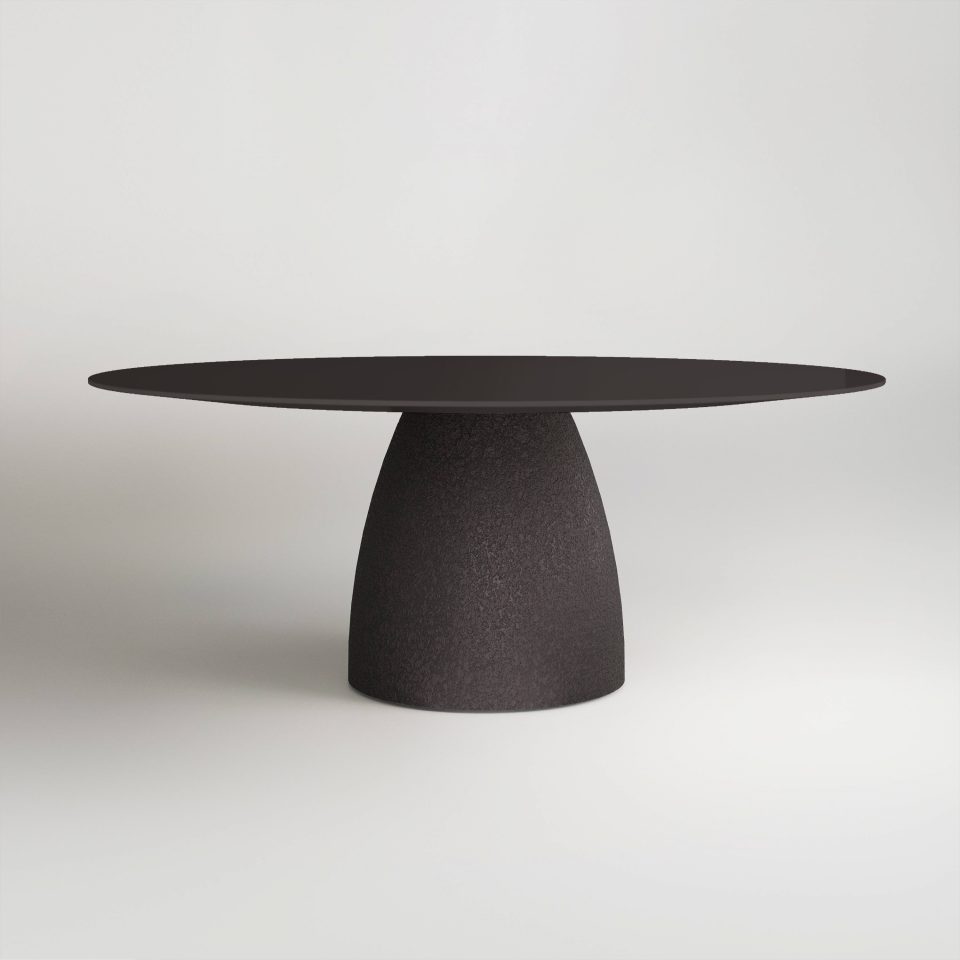 Black Round 8 Seater Dining Table